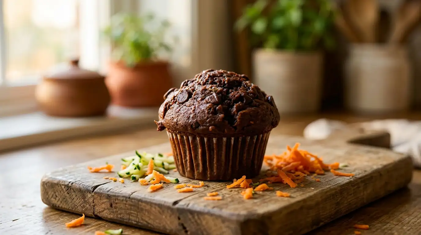Muffins de chocolate con verduras escondidas